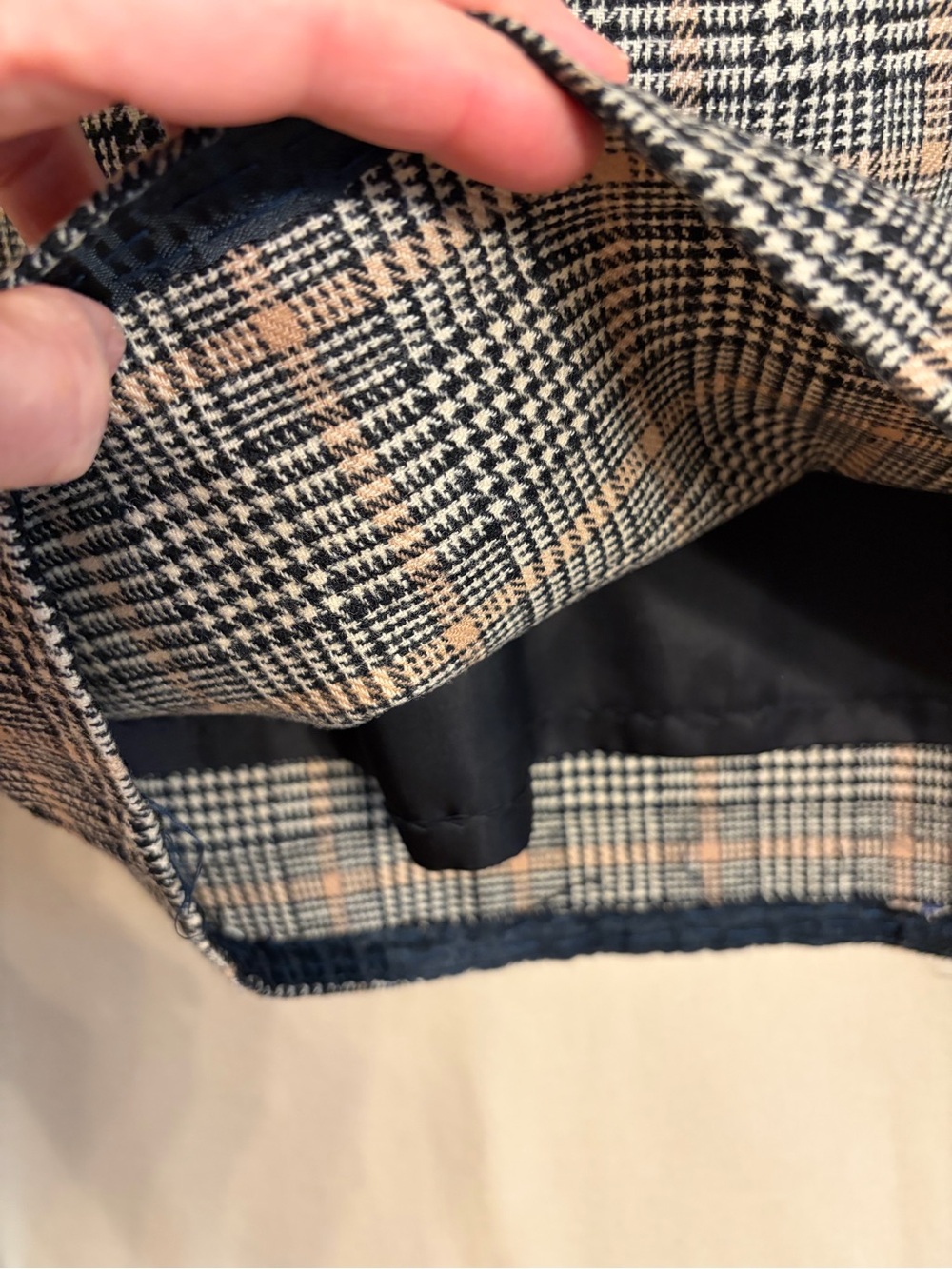 Vintage Pendleton Beige/Black Glen Plaid Pencil Skirt 100% Pure Virgin Wool - Picture 6 of 13